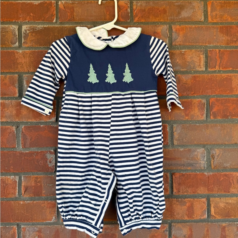 Busy bees smocks Striped Baby Romper with Tree Design size 6 months
